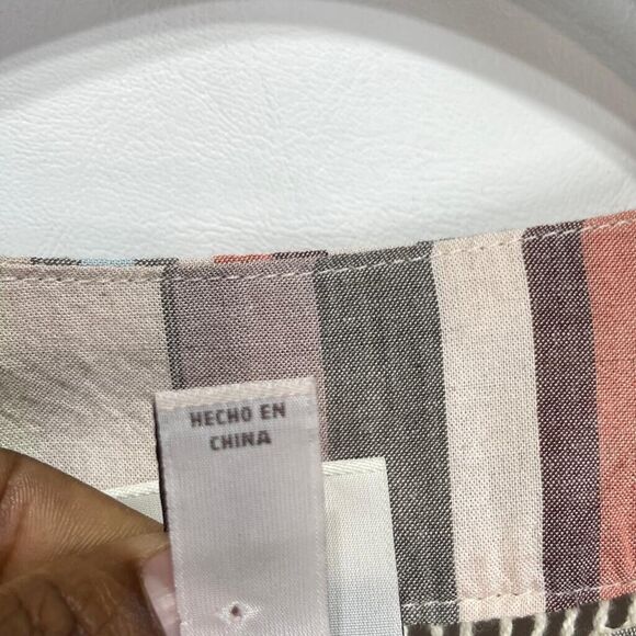 KNOX ROSE Womens XS Boho Flowy Stripe Shift Dress Mulitcolor Linen Blend - Picture 13 of 16